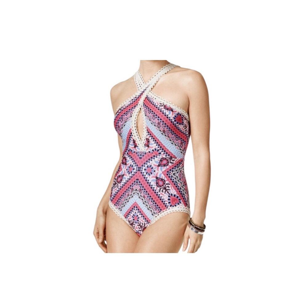 BECCA One Piece Swimsuit Crochet Lace Boho Swim Bathing Suit Secret Garden Med